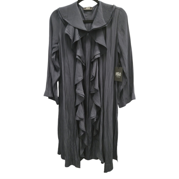 NWT Mela Purdie Rufflet Coat in Midnight SZ 6 - Picture 6 of 14